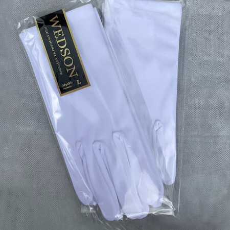 Rękawice białe, wyprodukowane przez firmę Wedson